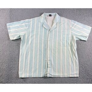 Vintage Henry Striped Button Up Men XL Camp Collar Made in USA Dad Grunge 90s